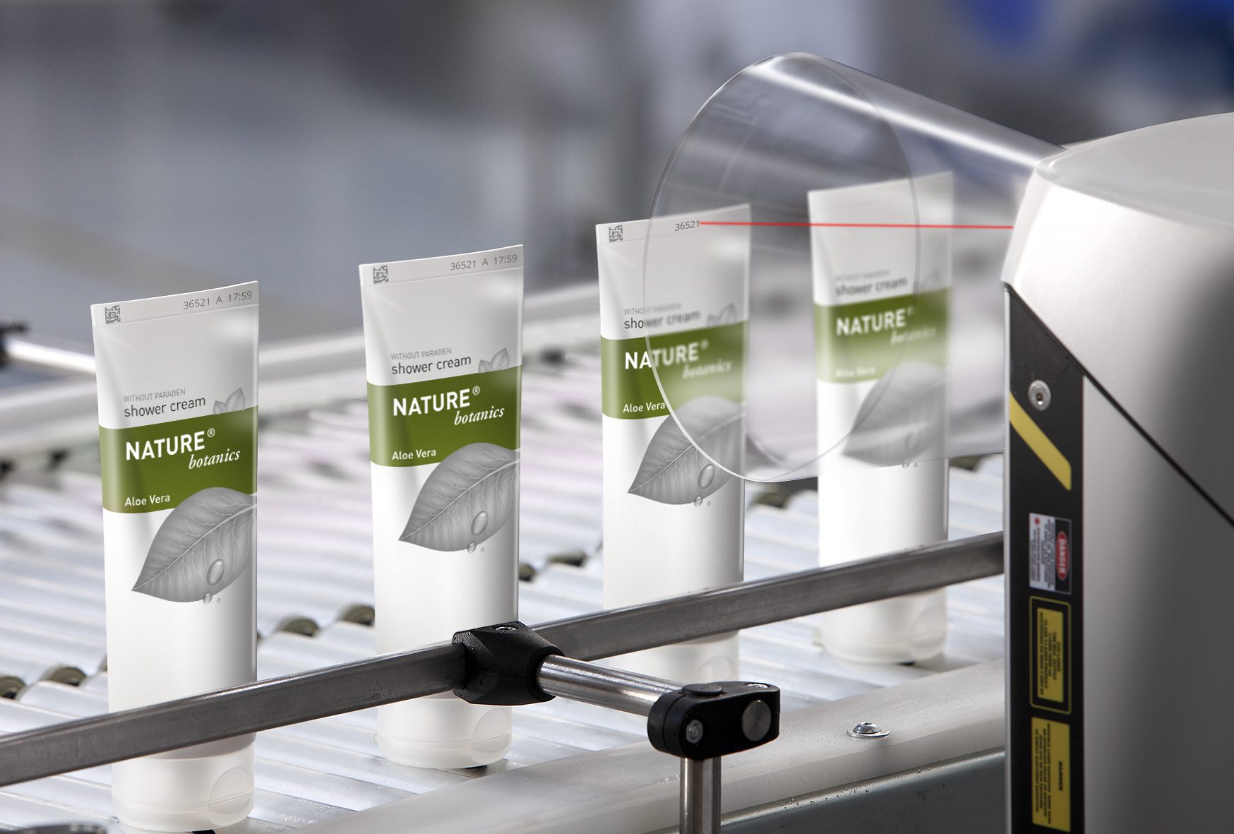 3D laser marking on irregularly shaped cream jars for branding and traceability.
