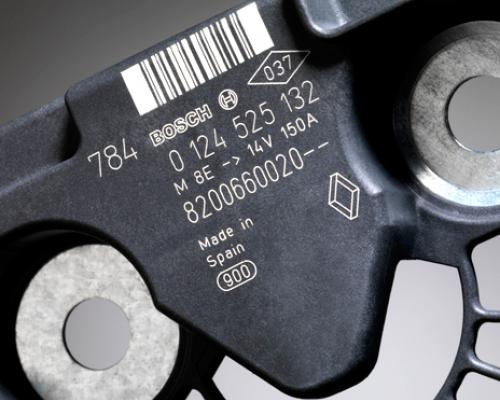 High-quality laser coding on automotive supply chain components.