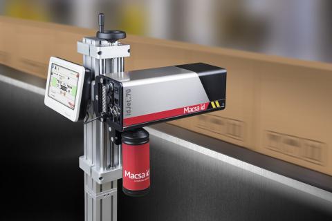 Compact idJet printer by Macsa ID printing on materials like tin, wood, and cardboard boxes.