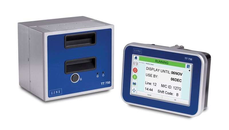 Ribbon cassette system of the Linx TT750 for easy replacements.