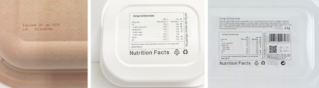 marcaje láser plastico y cartón alimentación macsa