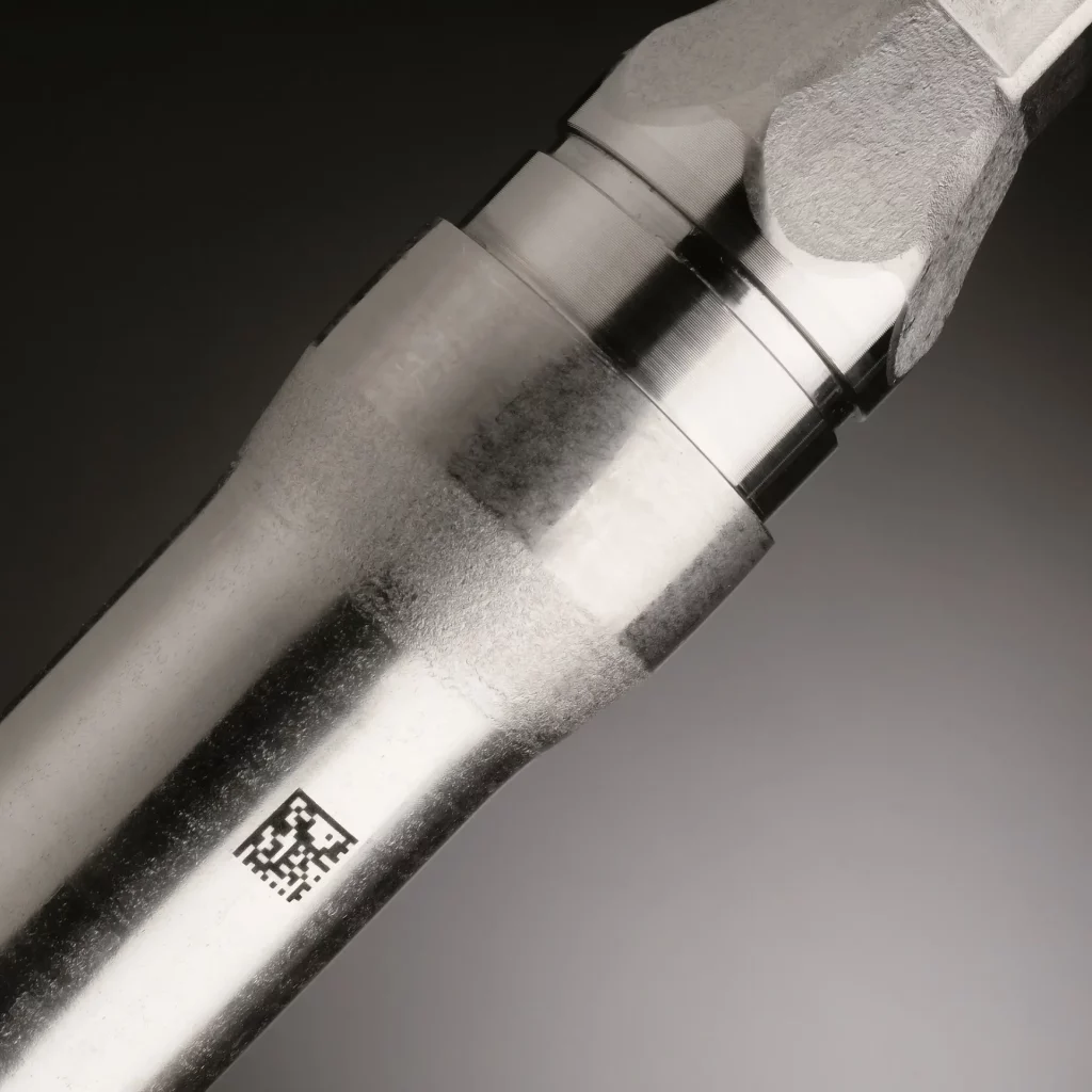 High-quality laser marking on stainless steel for brand identification.